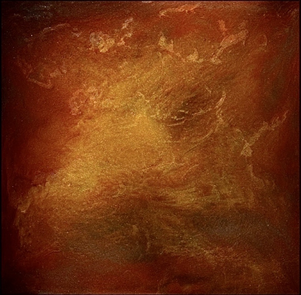 Polvere nel cielo — opera in resina, 70x70 cm